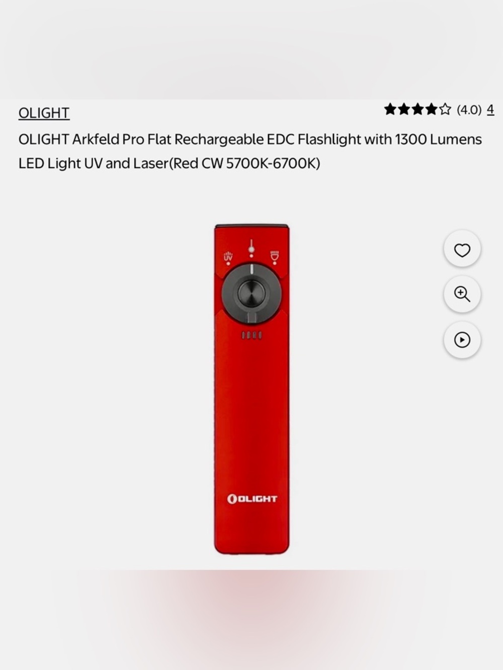 🟥 Olight Arkfeld Pro Flat Rechargeable EDC Flashlight - Red